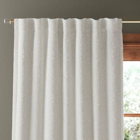 Threshold - 50"x63" Blackout Embossed Velvet Curtain Panel Ivo Ivory - Picture 1 of 4
